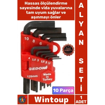 #AlyanSeti Profesyonel Çelik Allen Takımı El Aletleri Sağlam L Tipi 120 Mm 10 Parça Alyan Seti Siyah