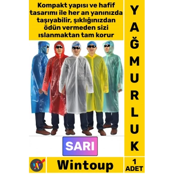 #Yağmurluk Su Geçirmez Pratik Kapüşonlu Hafif Dayanıklı Ekonomik Koruyucu Kullan At Yağmurluk SARI