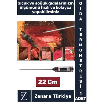 Ergonomik LCD Ekran Çift Ölçüm Birimi Hafızalı Et Sıvı Mama Sıcak Soğuk Saplamalı GIDA TERMOMETRESİ