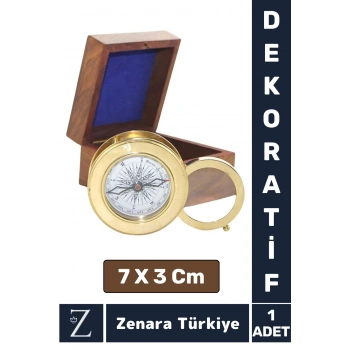 Erkek Arkadaş Sevgili Özel Gün Koleksiyon Hediye Denizci Tema PİRİNÇ Ahşap Kutulu MERCEKLİ PUSULA