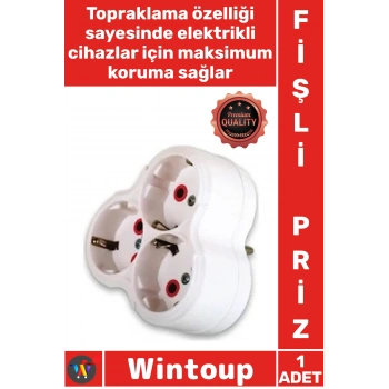 #Priz Kablosuz Çoklu Golyat Priz Emniyetli Dayanıklı Kompakt Şık Güvenli Ev Üçlü Topraklı Fişli Priz