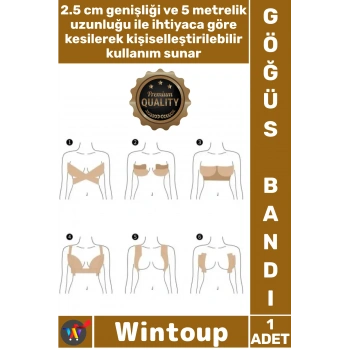 #GöğüsDikleştirme Görünmez Su Geçirmez Yapışkan Destekleyici Göğüs Dikleştirme Bandı S Beden 2.5 Cm