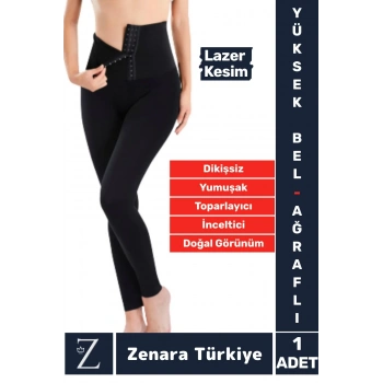 Gündelik Doğal Görünüm 2 Beden İncelten Vücut Toparlayan LAZER KESİM Yüksek Bel Ağraflı Korseli TAYT