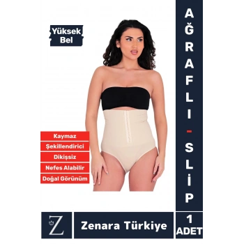 Gündelik Doğal Görünüm Vücut Beden Küçülten Toparlayan Yüksek Bel Ağraflı Slip Korseli TAYT