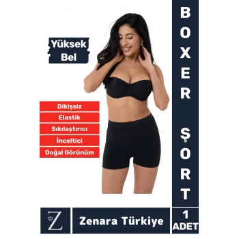 Gündelik İz Göstermez Vücut Sıkılaştıran İncelten Toparlayan Dikişsiz Yüksek Bel Boxer Şort Korse