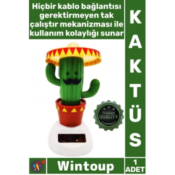 #Kaktüs Araba Torpido Süsü Dekoratif Hareketli Figür Sevimli Güneş Enerjili Solar Dans Eden Kaktüs