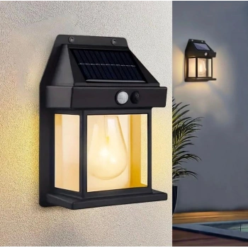 Güneş Enerjili Solar Duvar Lambası Rustik Ampul-Gün Işığı MZ-800