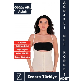 Günldelik Vücut Şekillendiren Beden Küçülten Toparlayan Gögüs Altı Askılı Ağraflı Bel Korse