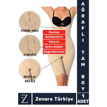 Günlük Vücut Şekillendiren Beden İncelten Toparlayan İhtiyaç Deliği Fermuarlı Ağraflı Tam Boy Korse