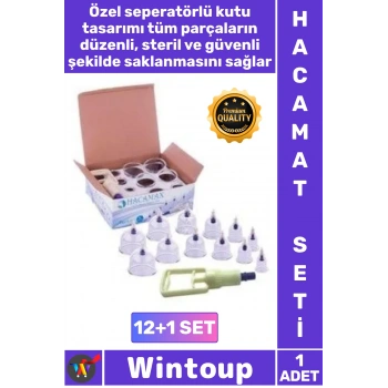 #Hacamat Kaliteli Vakumlu Manuel Terapi Kupa Hijyenik 12 Adet Hacamat Kupası 2 Parmak Pompa Seti