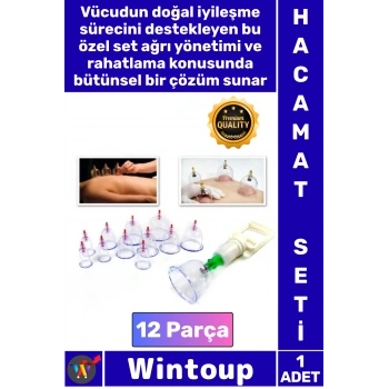 #HacamatSeti Klinik Geleneksel Masaj Terapi Ağrı Giderici Pompalı Vakumlu Hacamat Kupa Çekme 12li