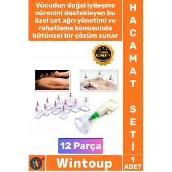 #HacamatSeti Klinik Tipi Masaj Terapi Ağrı Giderici Pompalı Vakumlu Hacamat Kupa Çekme Seti 12 Parça