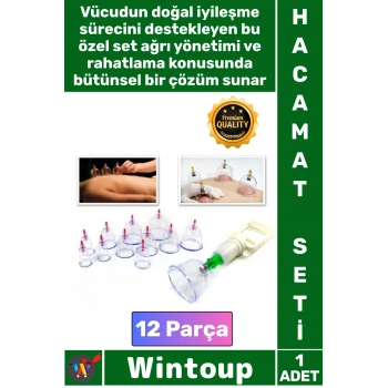 #HacamatSeti Masaj Terapi Ağrı Giderici Profesyonel Pompalı 12 Parça Vakumlu Hacamat Kupa Çekme Seti