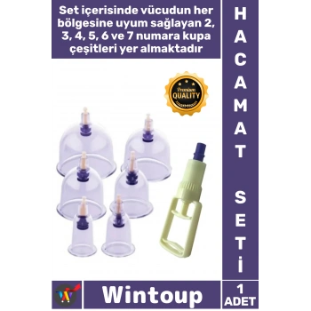 #HacamatSeti Profesyonel Vakumlu Pompalı Hijyenik Sağlık Terapi Ekipmanı 6 Adet Hacamat Kupa Seti