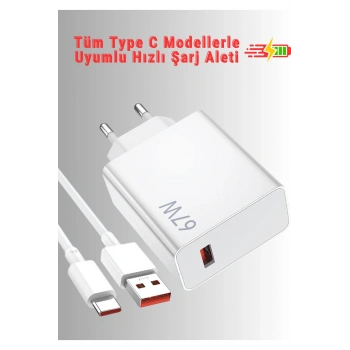 Honor Magic6 Pro Uyumlu 67 Watt Type C Hızlı Şarj Cihazı