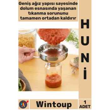 #Huni Mutfak Konserve Reçel Sos Dolum Sağlam Kaliteli Paslanmaz Çelik Geniş Ağızlı Kavanoz Hunisi