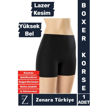 İç Göstermez Kaymaz Vücut Şekillendiren Sıkılaştıran Toparlayan LAZER KESİM Yüksek Bel Boxer Korse
