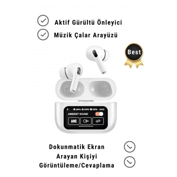 IPhone14/Pro/Promax Uyumlu ANC Dokunmatik Oled Ekran Arama Yanıtlama Bluetooth TWS Kulaklık