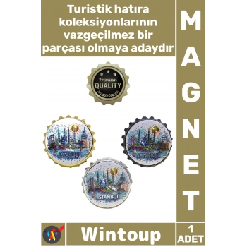 #Magnet Nostaljik Dekoratif 8 Cm Metal Buzdolabı Hatıra Turistik İstanbul Temalı Gazoz Kapağı Magnet