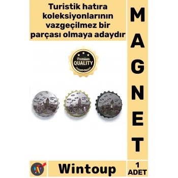 #Magnet Gazoz Kapağı Tasarımlı Nostaljik Metal Buzdolabı Hediyelik Dekoratif İstanbul Temalı Magnet