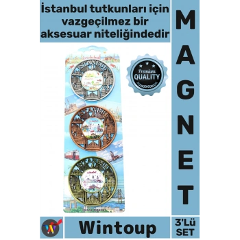 #Magnet Şık Dekoratif Hediyelik Hatıra Turistik Buzdolabı Süsü İstanbul Temalı Metal Magnet 3lü Set