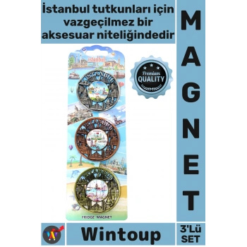 #Magnet Özel Dekoratif Turistik Mıknatıslı Buzdolabı Aksesuarı İstanbul Temalı Metal Magnet 3lü Set