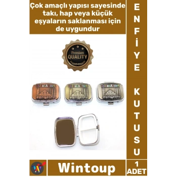 #Kutu Metal Nostaljik Hediyelik Dekoratif Tasarım İstanbul Temalı Sultanahmet Baskılı Enfiye Kutusu