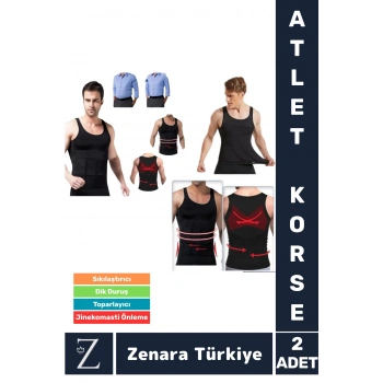 Jinekomasti Dik Duruş Göbek Göğüs Toparlayan Sıkılaştıran Ultra Elastik Erkek Atlet Korse 2 Adet