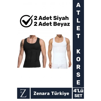 Jinekomasti Dik Duruş Göbek Göğüs Toparlayan Sıkılaştıran Ultra Elastik Erkek Atlet Korse 4 Adet
