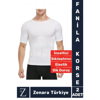 Jinekomasti Dik Duruş Göğüs Göbek Toparlayan Sıkılaştıran Ultra Esnek Erkek Fanila Korse 2 Adet