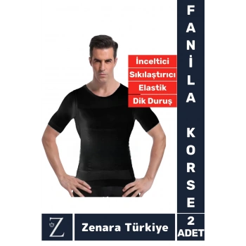 Jinekomasti Dik Duruş Göğüs Göbek Toparlayan Sıkılaştıran Ultra Esnek Erkek Fanila Korse 2 Adet