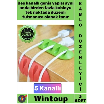 #KabloTutucu Silikon Yapışkanlı Masaüstü Kablo Düzenleyici Klips Seti Kablo Tutucu 5 Kanallı 3 Adet