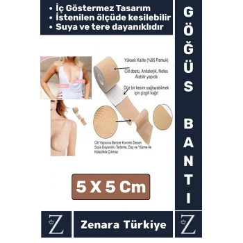 Kadın Göğüs Dikleştirici Kaldırıcı Göğüs Ucu Gizleyen Sütyen Meme Kaldırıcı 5 Mt X 5 Cm Ten Bant