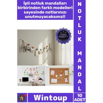 Kalp Figürlü İpli Notluk Mandal