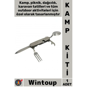 #Kamp Paslanmaz Çelik Kamp Piknik Outdoor Çok Amaçlı Çatal Kaşık Bıçak Kiti Çakı Seti Gümüş