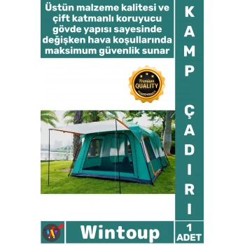 #KampÇadırı Su Geçirmez Geniş Aile Tipi Lüks Dayanıklı Büyük Hacim 2 Odalı Çift Katmanlı Kamp Çadırı