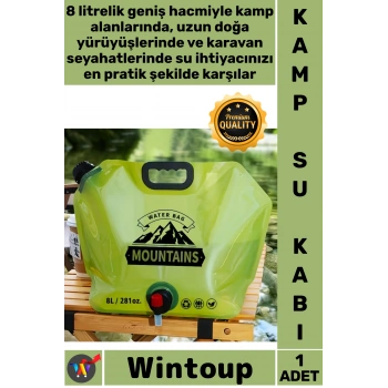 #KampKabı Sızdırmaz Portatif Karavan Kamp Doğa 8 Litre Katlanabilir Taşıma Kulplu Musluklu Su Kabı