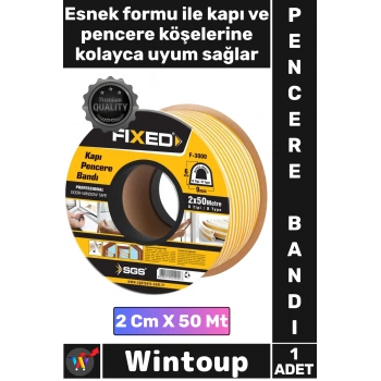 #Bant İzolasyon Fitili Yalıtım Süngeri Yapışkanlı Şık Beyaz Renk Kapı Pencere Bandı 2 Cm X 50 Metre