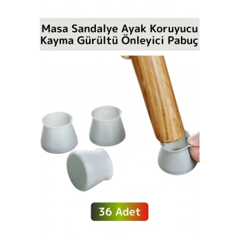 Kayma Çizilme Gürültü Önleyici Mobilya Masa Sandalye Zemin Koruyucu Silikon Pabuç Ayak Kılıfı 36Adet