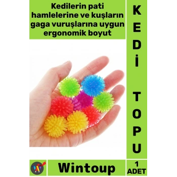 #KediTopu Dayanıklı Renkli Eğlenceli Hareketli Isırmaya Karşı Dirençli Kedi Kuş Şık Mini Oyun Topu