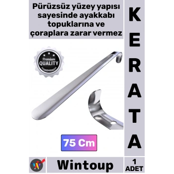 #Kerata Metal Paslanmaz Sağlam Uzun Lüks Ergonomik Çelik Krom Kaplama Ayakkabı Çekeceği Kerata 75 Cm