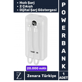 Kompakt Kamp Piknik Taşınabilir Şarj 2 Çıkış Dijital Şarj Göstergeli Hızlı Şarj 20.000 mAh POWERBANK