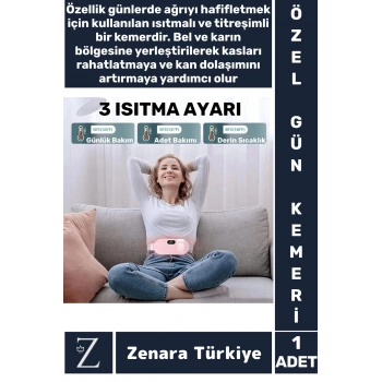 Kompakt Sıcak Tutan Titreşimli 3 Sıcaklık Ayarı Regl Adet Ağrı Sancı Azaltan Dijital Özel Gün Kemeri