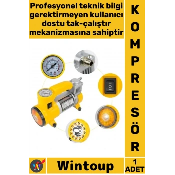 #Kompresör 12V Çakmaklık Girişli Taşınabilir Metal Lastik Şişirme 150 PSI 35 LPM Oto Hava Kompresörü