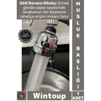 #Musluk Aparat Esnek Tazyikli Krom 3 Fonksiyonlu Mutfak Lavabo Başlığı 360 Derece Döner Musluk Ucu