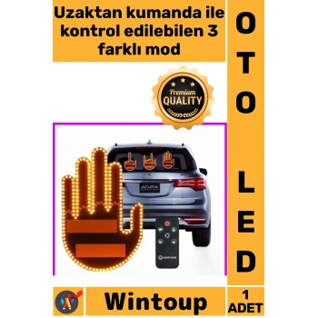 #Led Dekoratif Kablosuz Oto Dış Modifiye Gece Hareketli Selamlama Kumandalı 3 Modlu El Şeklinde Led