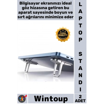 #LaptopStandı Ergonomik Taşınabilir Katlanır Tutucu Laptop Standı 2 Kademeli Yükseltme Ayarlı 2 Adet