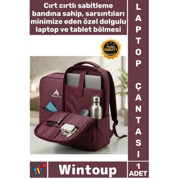 #LaptopÇantası Şık Ergonomik Kaliteli Laptop Sırt Çantası Bordo İç Bölmeli Bilgisayar Korumalı