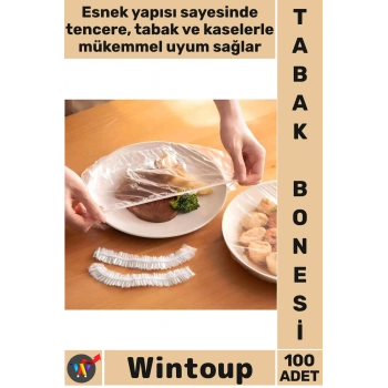 #Bone Gıda Saklama Poşeti Pratik Mutfak Hijyenik Lastikli Tencere Tabak Bonesi 100 Adet 22 Cm