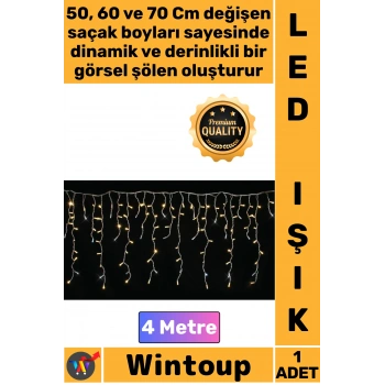 #Led Dekoratif Dış Mekan Mağaza Süsleme Işığı 4 Metre Şık 20 Saçaklı 50 X 60 X 70 Cm Çakarlı 120 Led